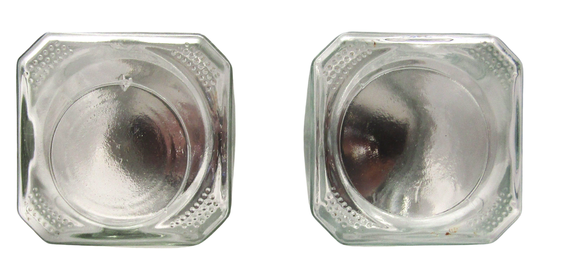 Home Essentials clear glass salt and pepper shakers with square shape and textured edges