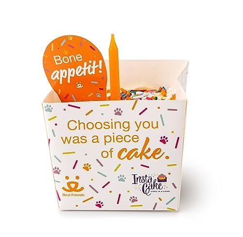 Instacake Cards pet celebration cake kit with colorful sprinkles and cake topper for pets