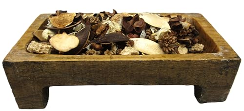 Just Browsing cinnamon potpourri bag displayed in a rustic wooden tray for home fragrance