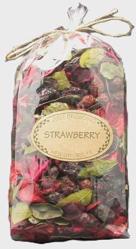 Just Browsing strawberry potpourri for room fragrance in clear bag with natural twine tie