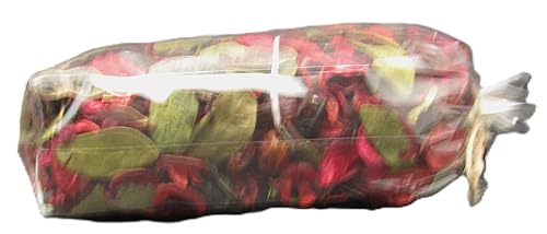 Just Browsing potpourri for room fragrance in a clear plastic bag with red and green dried petals