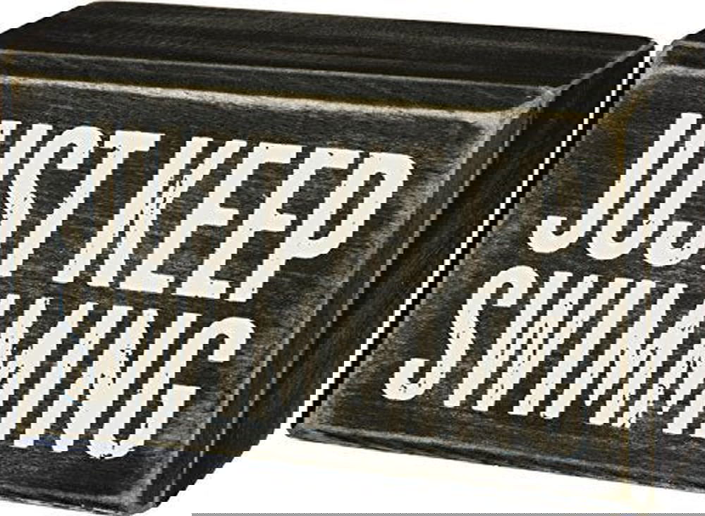 Primitives by Kathy Just Keep Swimming box sign with rustic black and white distressed finish