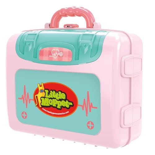 Family Games America kids carrycase play set Little Mopper in pink and teal toy medical kit