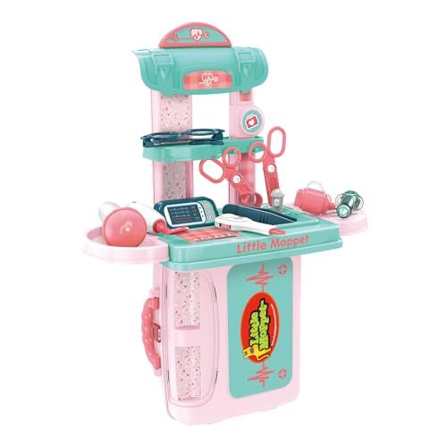 Family Games America kids carrycase play set with toy medical tools in pink and teal colors