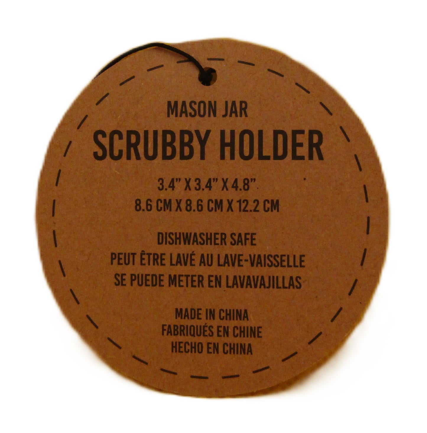 Home Essentials kitchen sink scrubby holder Mason jar style with dishwasher safe label