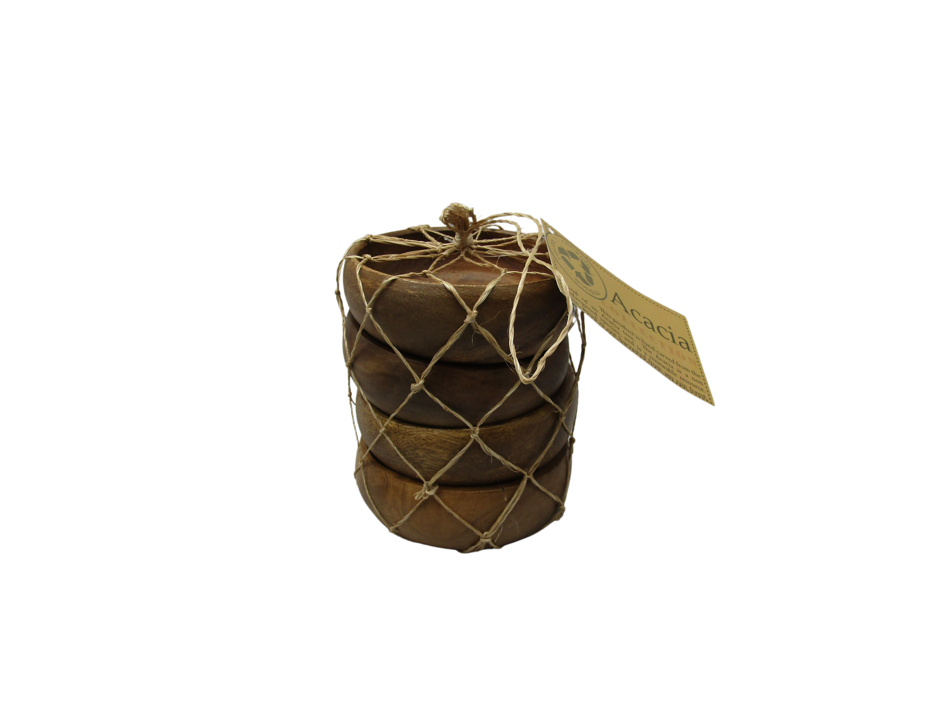 Home Essentials natural acacia wooden bowls stacked and tied with rope for kitchen use