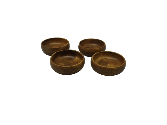 Set of four natural acacia wooden bowls with smooth finish for kitchen use by Home Essentials