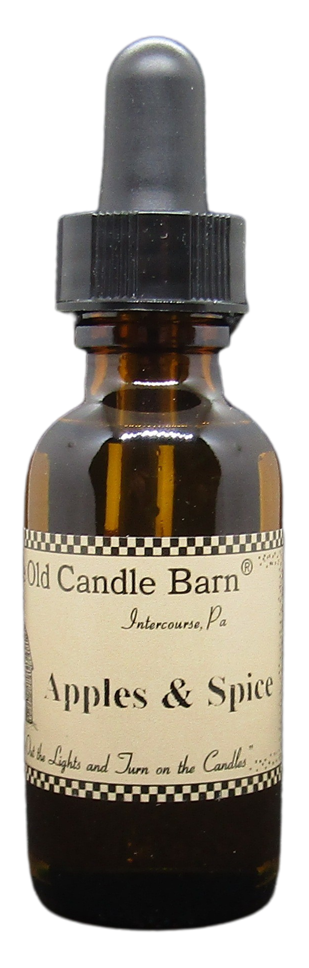 Old Candle Barn apples and spice potpourri oil in brown glass dropper bottle for home fragrance