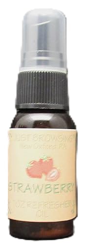 Just Browsing strawberry potpourri refresher oil spray in small brown bottle with label