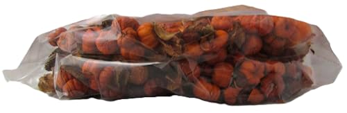 Pumpkin Spice Potpourri bag of dried orange mini pumpkins and botanicals in clear plastic packaging for fall decor