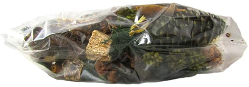 Spiced Pine Potpourri assortment with pine cones and dried botanicals in clear plastic bag for home fragrance