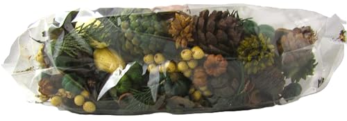 Spiced Pine Potpourri bag with mixed pinecones green foliage and yellow berries for home decor