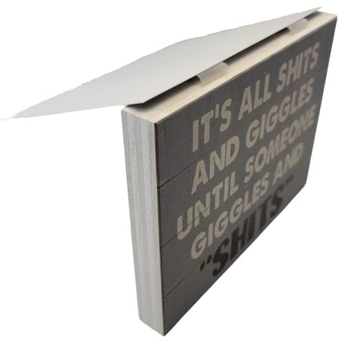 Poor Boy Woodworks it's all shits and giggles sign with humorous wooden design home decor