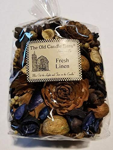 Old Candle Barn Bag Of Potpourri in Fresh Linen scent with natural dried flowers and pods