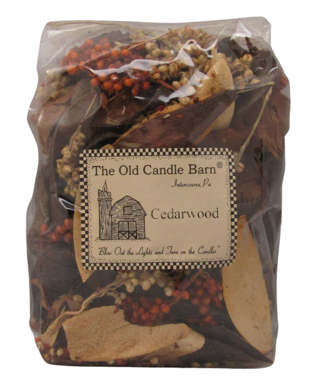 Old Candle Barn potpourri bag with rustic home scent cedarwood natural dried botanicals
