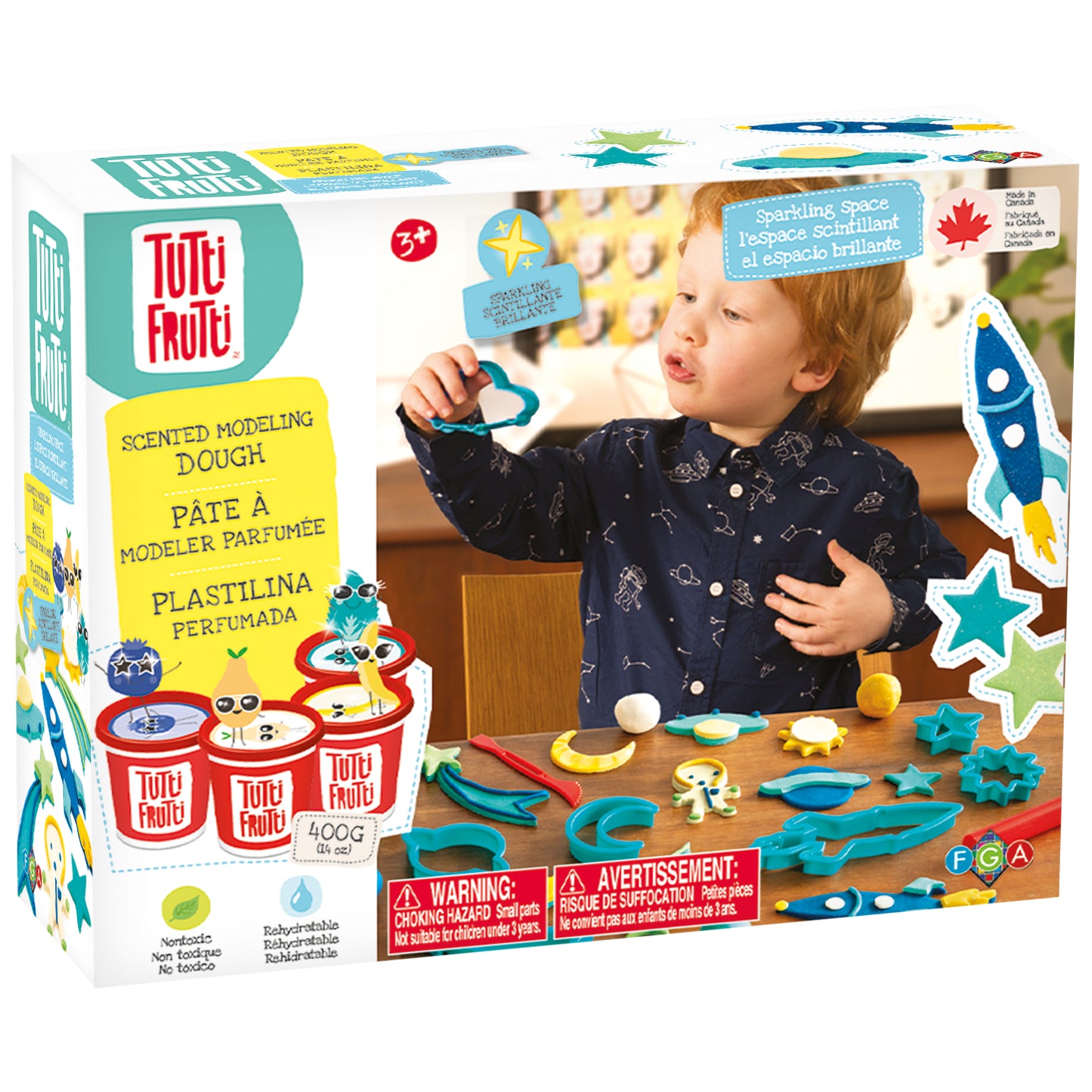 Family Games America Tutti Frutti scented modeling dough kit with space-themed tools and accessories for kids