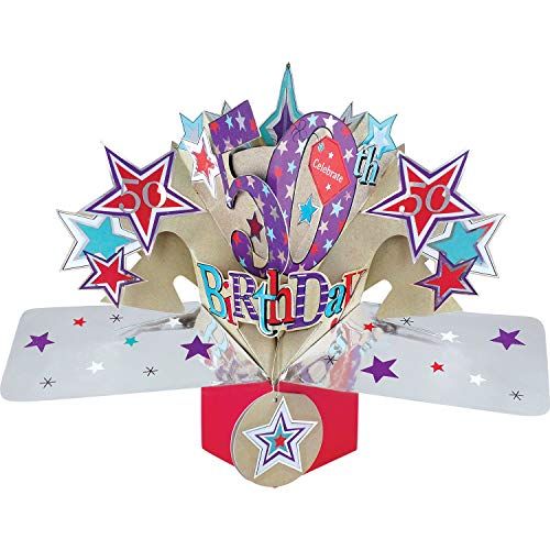 Second Nature Pop Ups 50th birthday pop-up card with colorful stars and 3D design unique birthday cards for adults