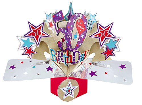 Second Nature Pop Ups unique birthday cards for adults 50th celebration pop-up card with stars and colorful design