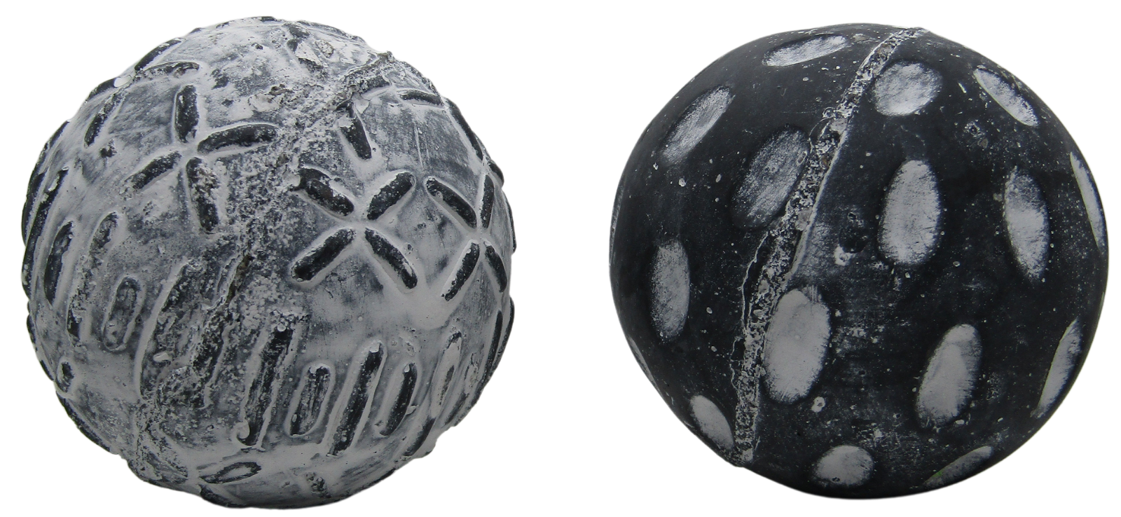 PD Home and Garden concrete garden spheres set of two decorative textured black and white distressed outdoor patio accents