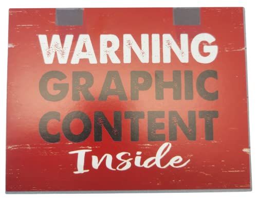 Poor Boy Woodworks red vintage style it's all shits and giggles sign with warning graphic content text