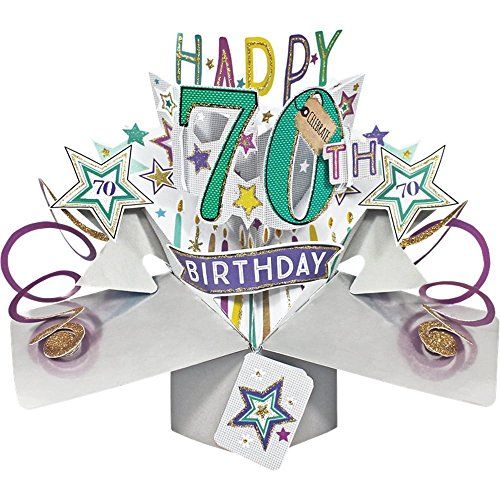 3D pop-up greeting card for 70th birthday by Second Nature open showing dimensional design
