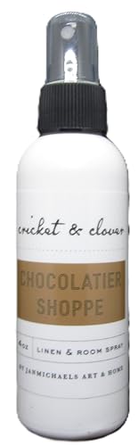 Cricket & Clover Linen and PotPourri Room Spray – Chocolatier Shoppe | 4 oz Bottle | Gourmet Blend of Vanilla, Hazelnut, Chocolate & Praline