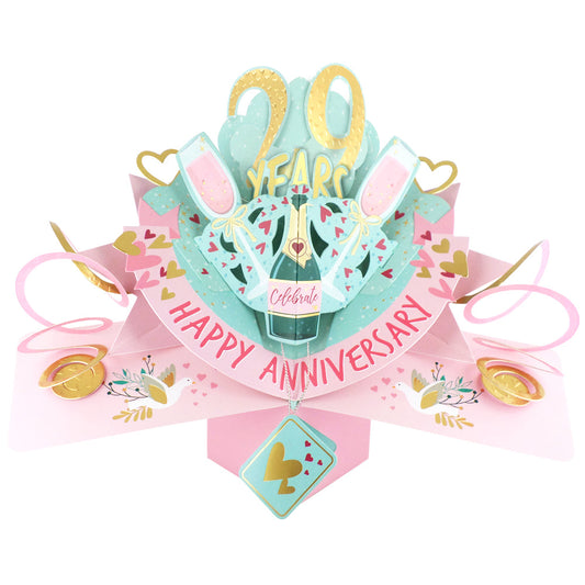 29th anniversary pop-up card featuring vibrant decorations and celebratory motifs for a special occasion