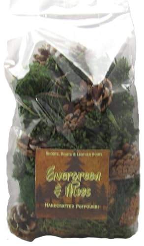 Shoots, Roots & Leather Boots Evergreen & Moss Potpourri – 5 Cup Bag – Handcrafted Botanical Bowl Filler with Pinecones & Green Moss – Fresh Woodland Fragrance – Handmade in Tennessee