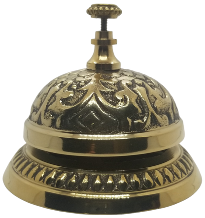 UDL Solid Brass Victorian Style Desk Call Bell Desktop Ring Service Counter Bell Hotel Reception Bell 3 1/4"(D) 2 3/4"(H) - anything4home