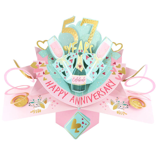 57th anniversary pop-up card featuring festive designs and vibrant colors for a special celebration