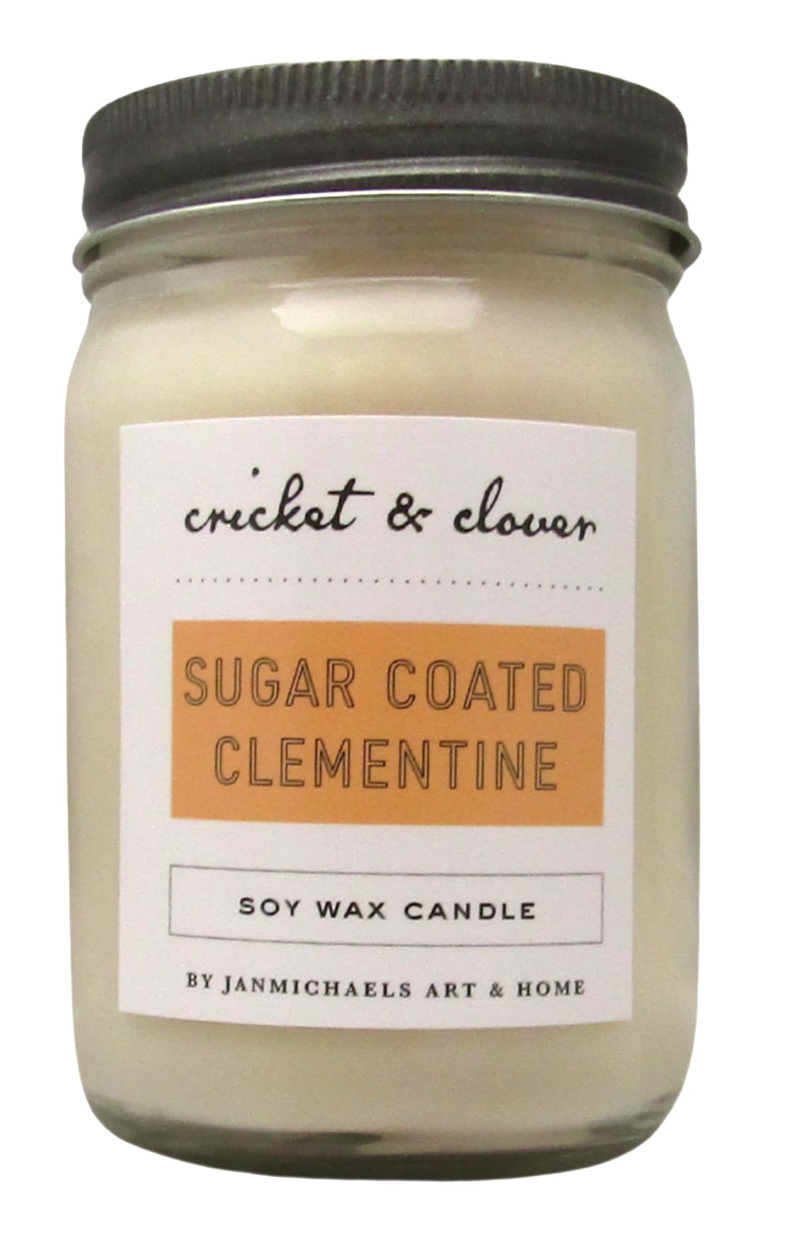 Cricket & Clover Sugar Coated Clementine Soy Mason Jar Candle, 12 oz – front view