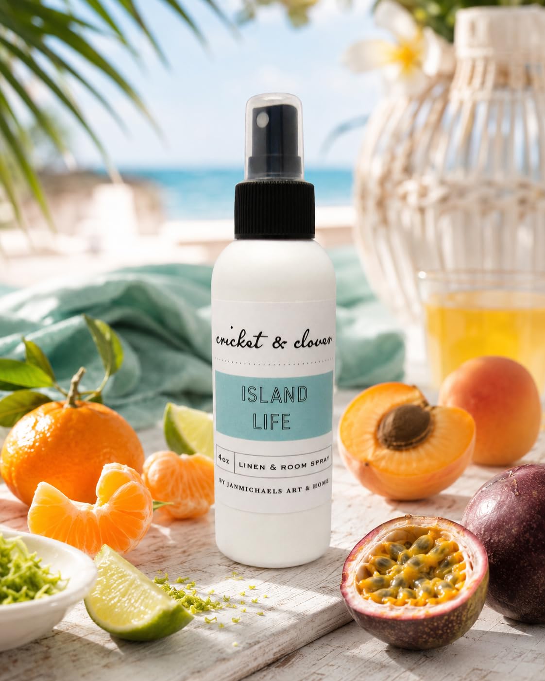 Cricket & Clover Island Life Room & Linen Spray, 4 fl oz – close-up detail