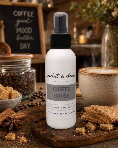 Cricket & Clover Coffee House Room & Linen Spray, 4 fl oz – close-up detail