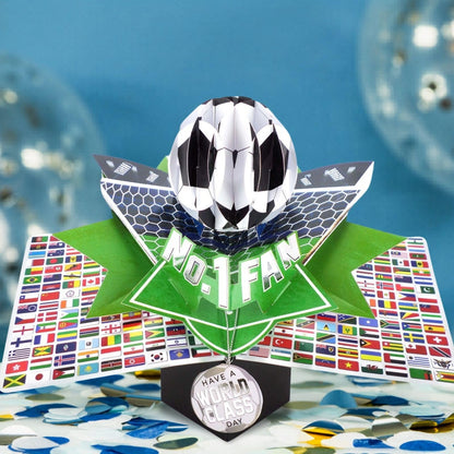 Second Nature Pop Ups Soccer No.1 Fan 3D Greeting Card, POP231 - close-up detail