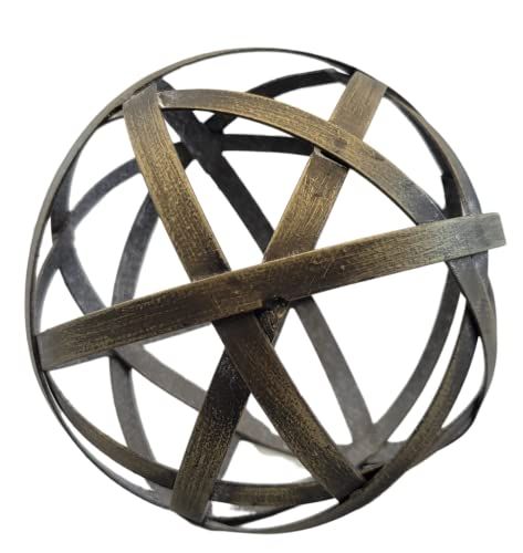 Audrey's Woven 4 inch Brass Decorative Orb Metal Decor Balls Accent Bowl Spheres Art - anything4home