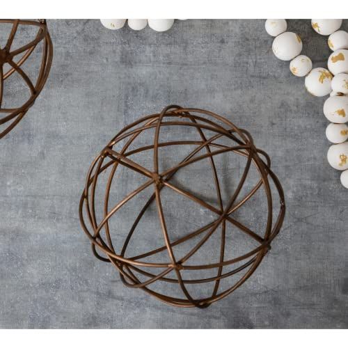 Audrey's Woven 5 inch Copper Color Metal Decorative Orb Decor Balls Accent Bowl Spheres Art - anything4home