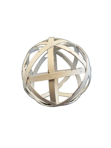 Audrey's Woven White Decorative Metal Accent Ball 4 inch diameter - anything4home