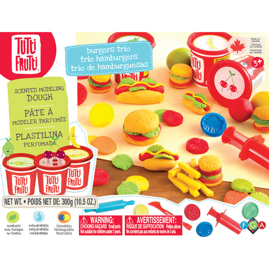 Tutti Frutti rehydratable, blendable, scented modeling dough kit: Burgers