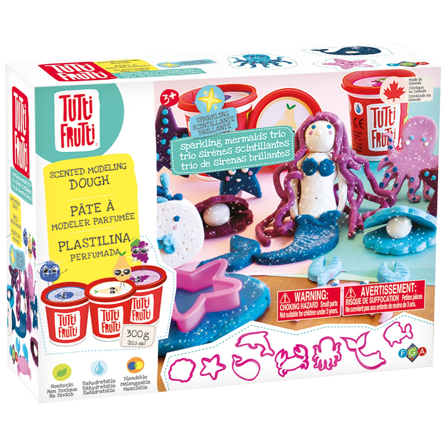 Tutti Frutti rehydratable, blendable, scented modeling dough kit: Sparkling Mermaids Trio