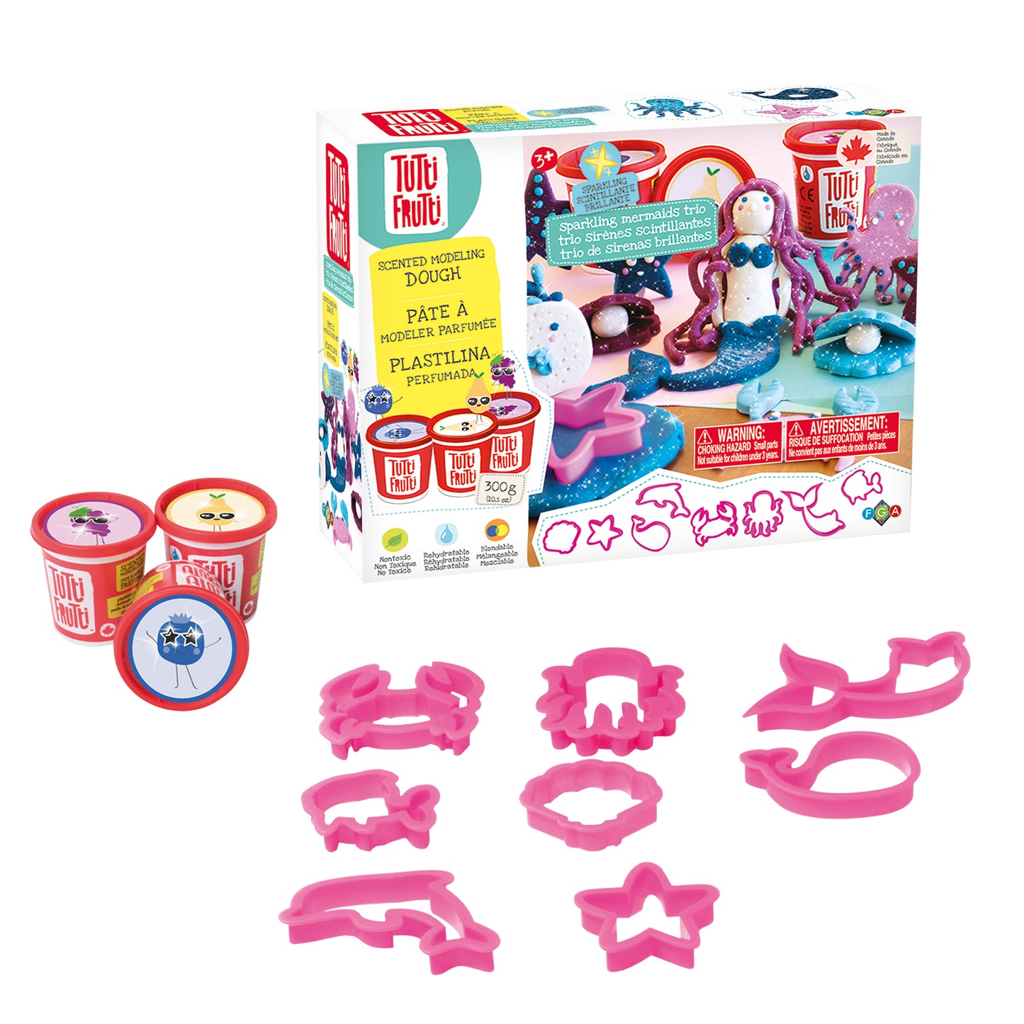 Tutti Frutti rehydratable, blendable, scented modeling dough kit: Sparkling Mermaids Trio