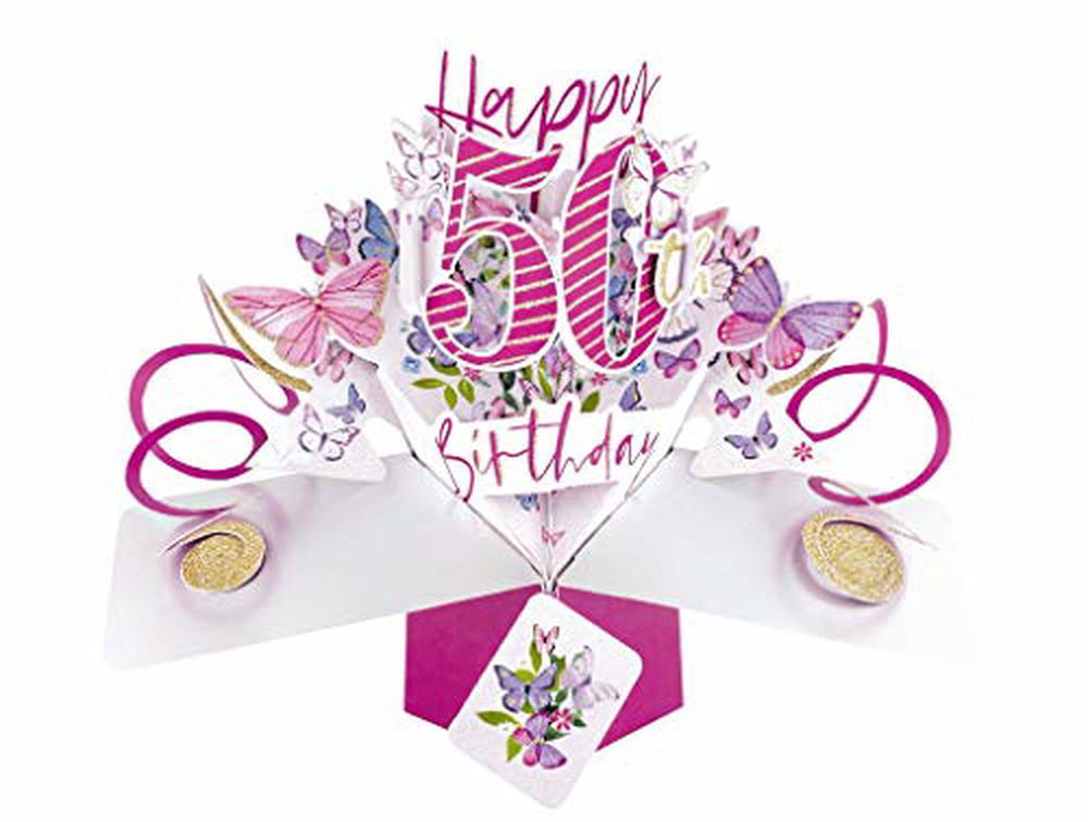 Happy 50th Birthday Pop-Up Greeting Card Original Second Nature 3D Pop Up Cards - anything4home