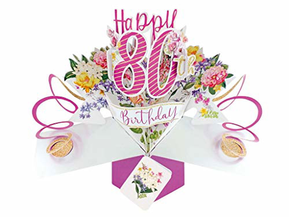 Happy 80th Birthday Pop-Up Greeting Card Original Second Nature 3D Pop Up Cards - anything4home