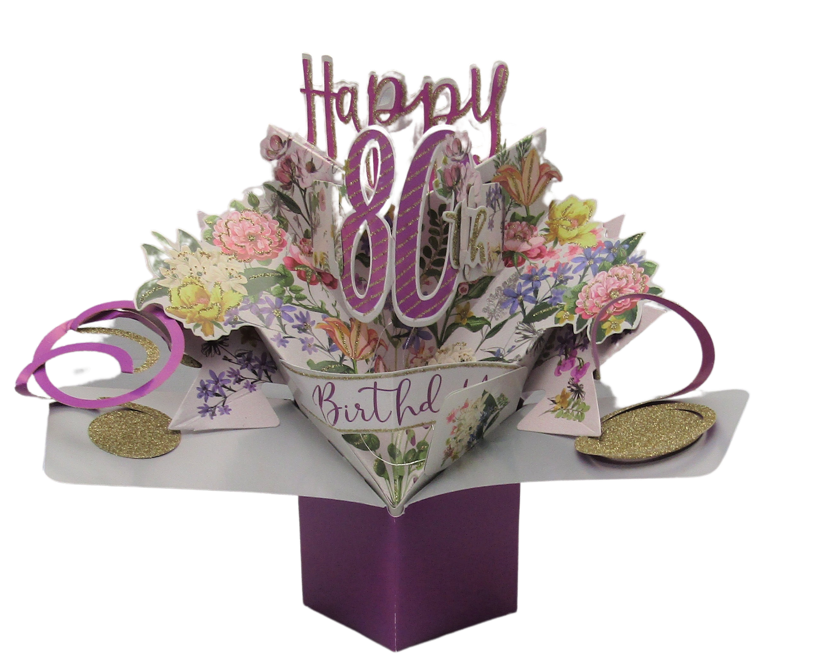 Happy 80th Birthday Pop-Up Greeting Card Original Second Nature 3D Pop Up Cards - anything4home