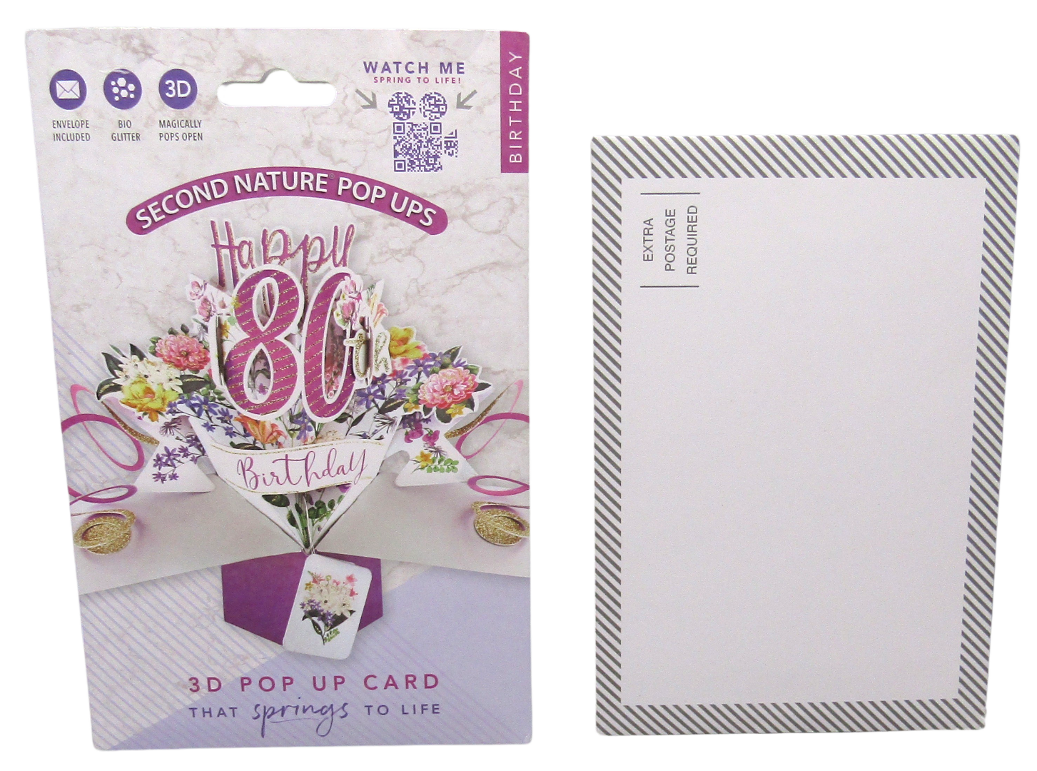 Happy 80th Birthday Pop-Up Greeting Card Original Second Nature 3D Pop Up Cards - anything4home