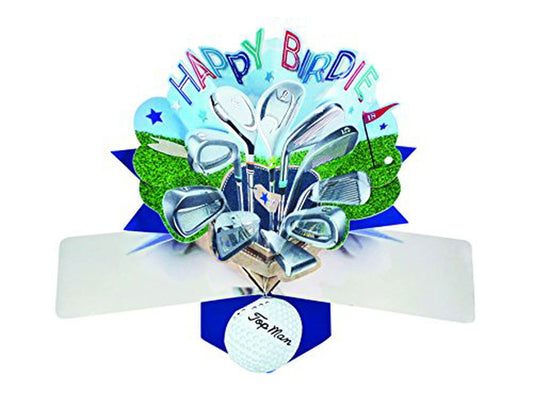 Happy Birdie Golf Pop-Up Greeting Card Original Second Nature 3D Pop Up Cards - anything4home