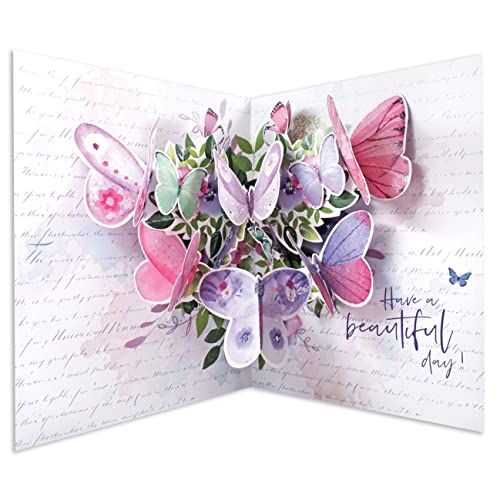 Happy Birthday Flowers and Butterflies Jumbo Extra Large Just Wow! Design Pop-Out Greeting Card Original Second Nature 3D Pop Up Cards - anything4home