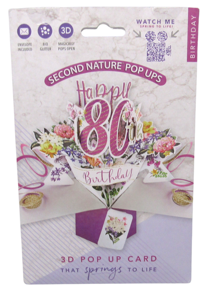 Happy 80th Birthday Pop-Up Greeting Card Original Second Nature 3D Pop Up Cards