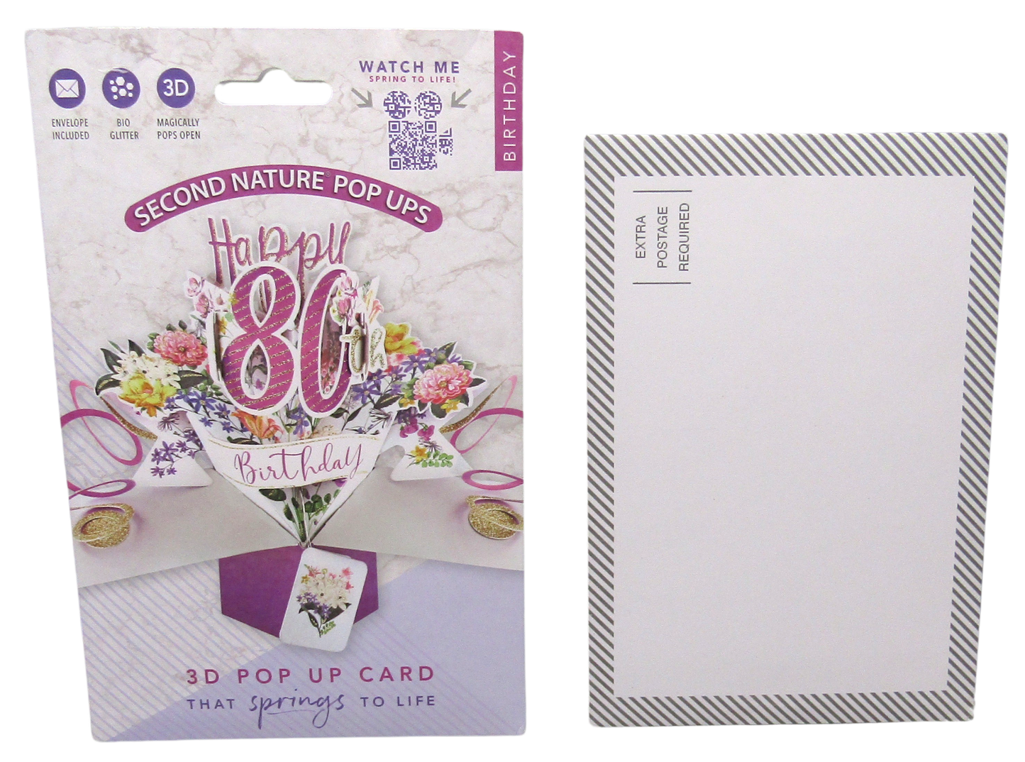 Happy 80th Birthday Pop-Up Greeting Card Original Second Nature 3D Pop Up Cards