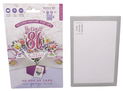 Happy 80th Birthday Pop-Up Greeting Card Original Second Nature 3D Pop Up Cards