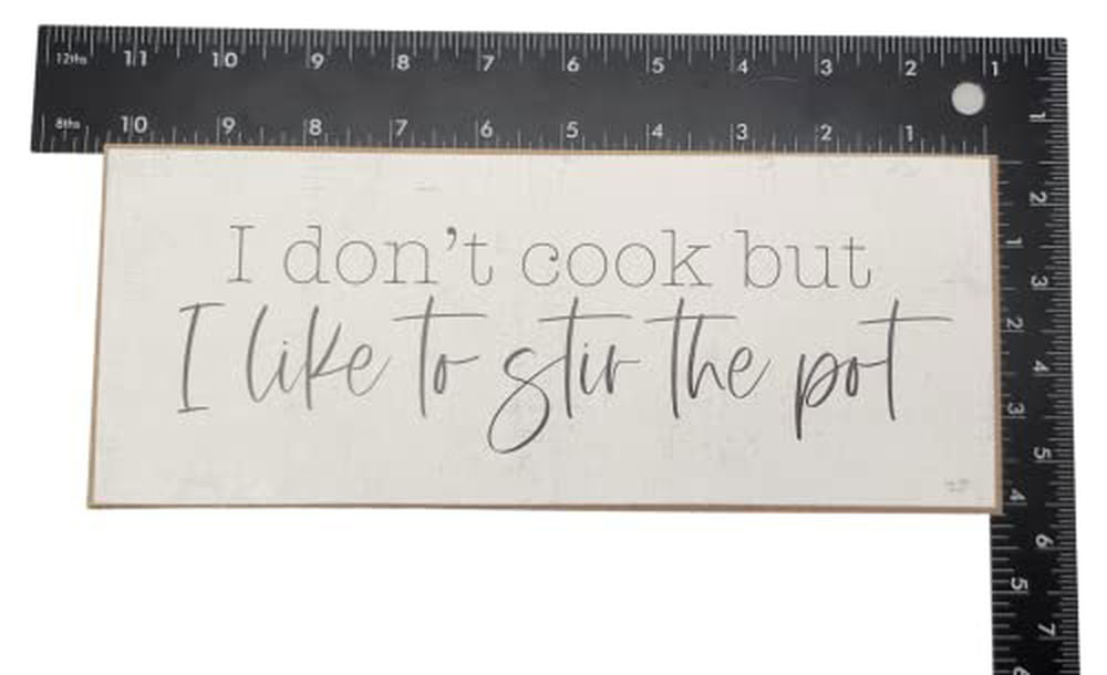 I don't cook but i like to stir the pot Solid mdf wood block sign - anything4home